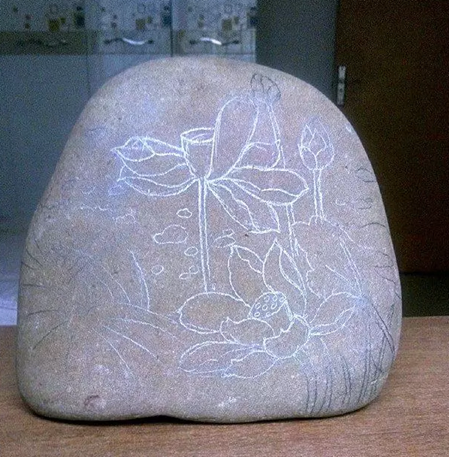 手绘教程——石头画月影荷韵教学